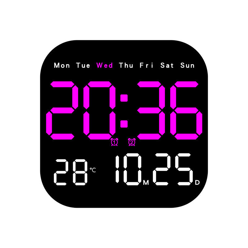 Retro Large Display Digital LED Wall Clock with Alarm, Timer & Remote Control - Living Room Attraction !