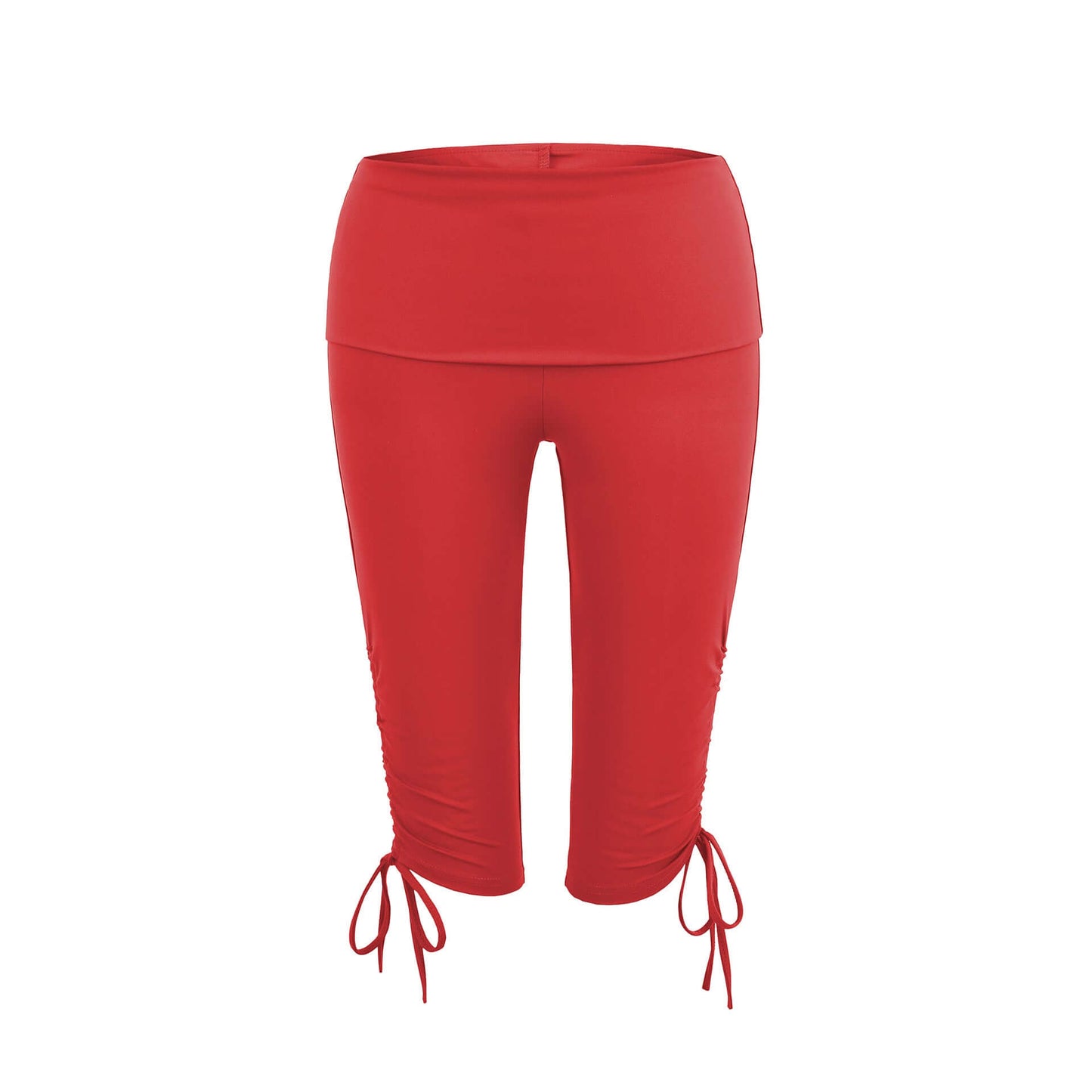 Trendy Elastic Slim-Fit Mid-Length Yoga Pants - Colorful Options with High-Waist and Side Drawstring