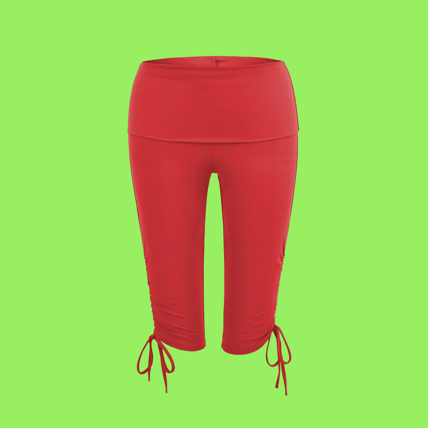 Trendy Elastic Slim-Fit Mid-Length Yoga Pants - Colorful Options with High-Waist and Side Drawstring