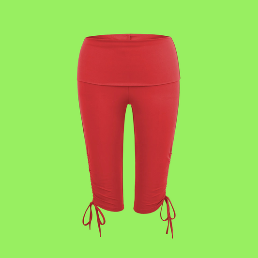 Trendy Elastic Slim-Fit Mid-Length Yoga Pants - Colorful Options with High-Waist and Side Drawstring
