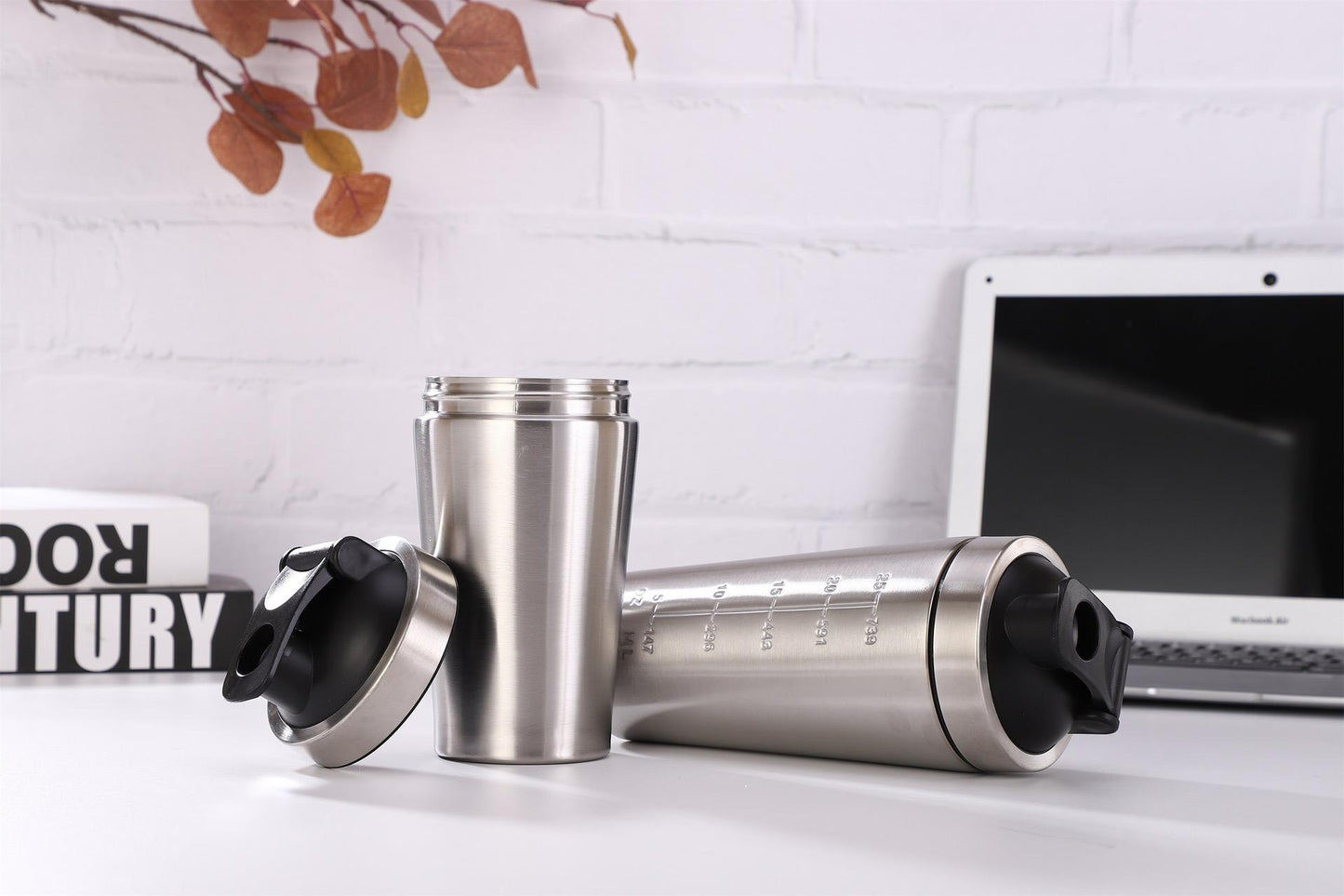 304 Stainless Steel Sports Protein Shake Mixer Cup - Single Layer with Pop-lid & Shake Ball 💪🏋‍♀️
