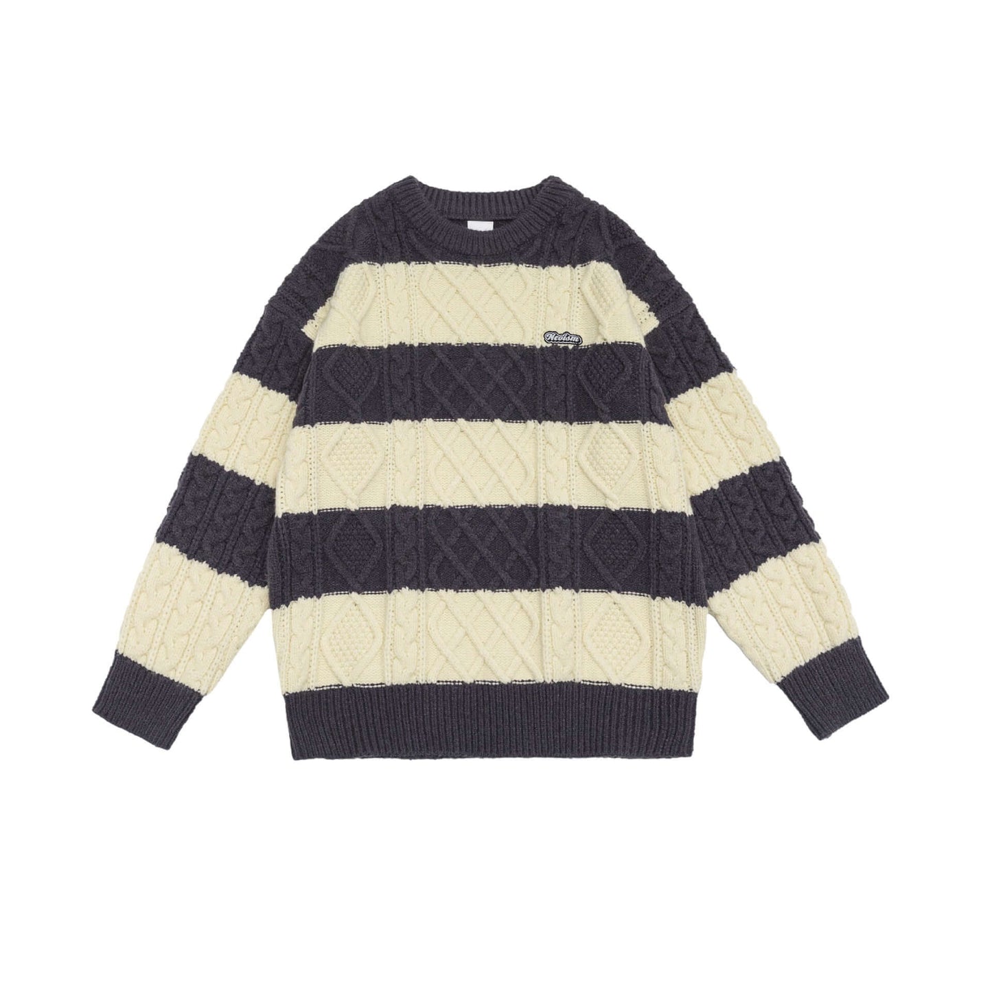 Unisex Classic Fashion Striped Sweater - Warm Round Neck Long Sleeved Soft Comfort