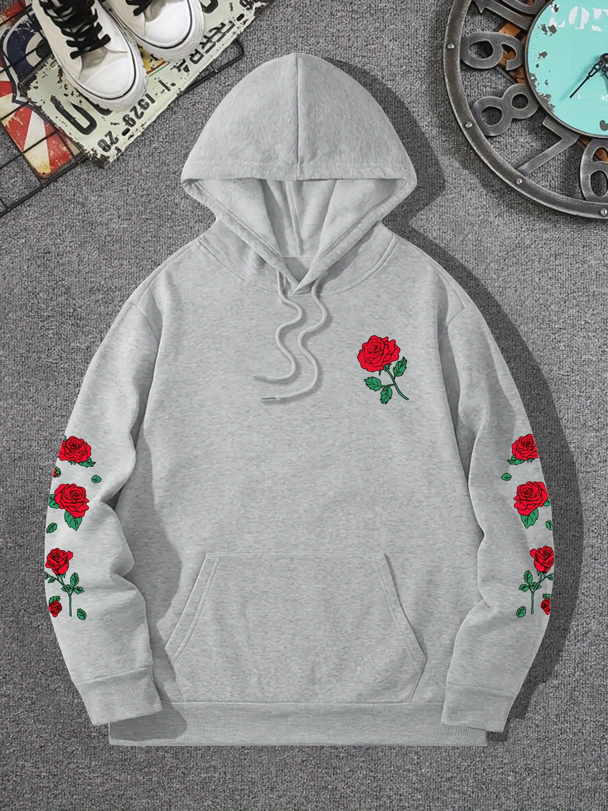 Vibrant Rose Patch Unisex Casual Streetwear Hoodie ♨️