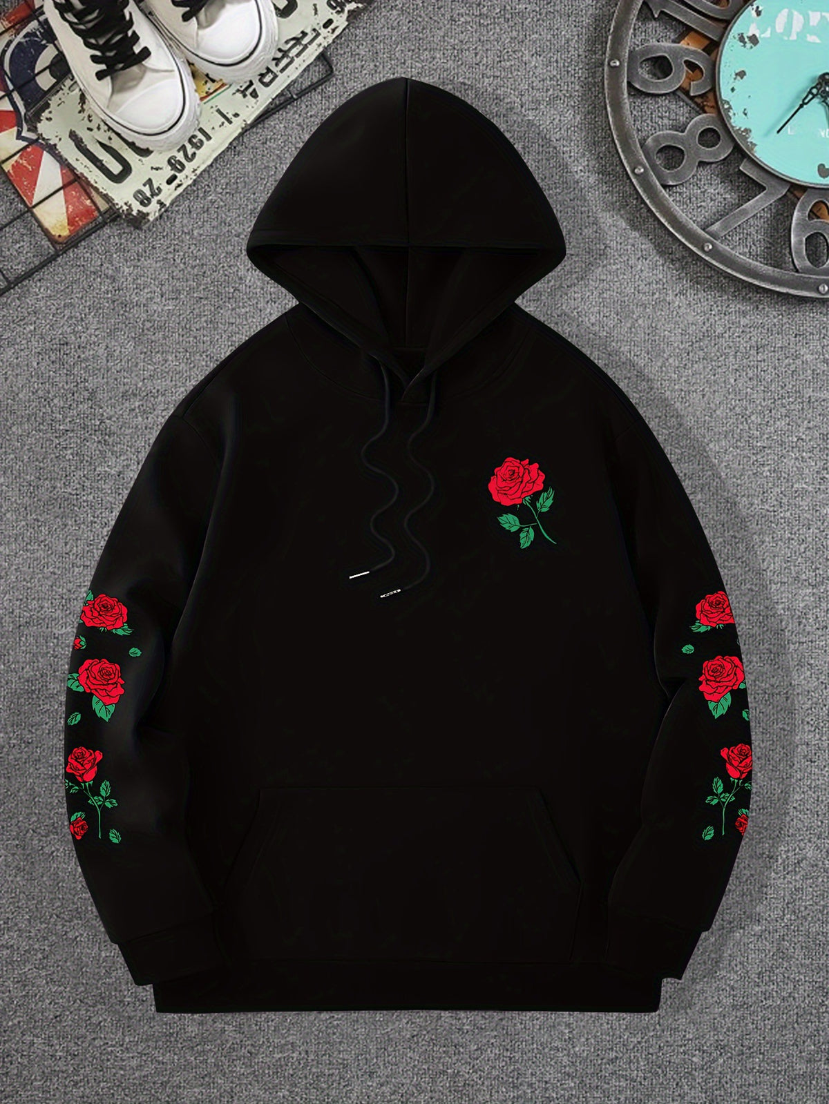 Vibrant Rose Patch Unisex Casual Streetwear Hoodie ♨️