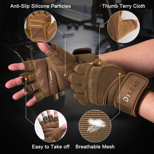 Durable Professional Half Finger Fitness Training Gloves - Wrist Guard & Anti-Slip