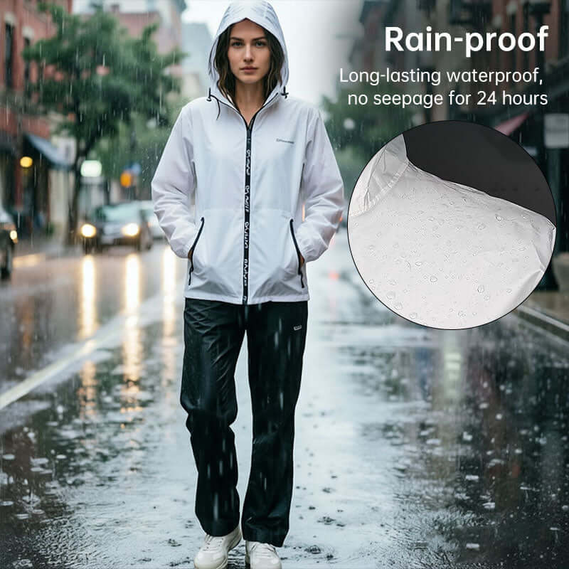 Smart Design Unisex Rain Suit - Excellent Stay-Dry Protection - Lightweight Waterproof Jacket & Pants SET