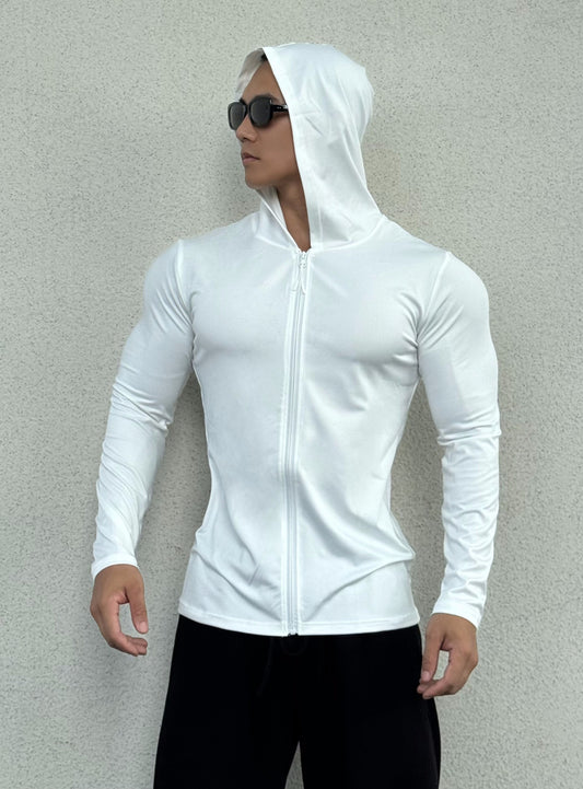 Hip Fashion Men's Lightweight Zip-Up Hooded Jacket - Body Form-fitted Styling