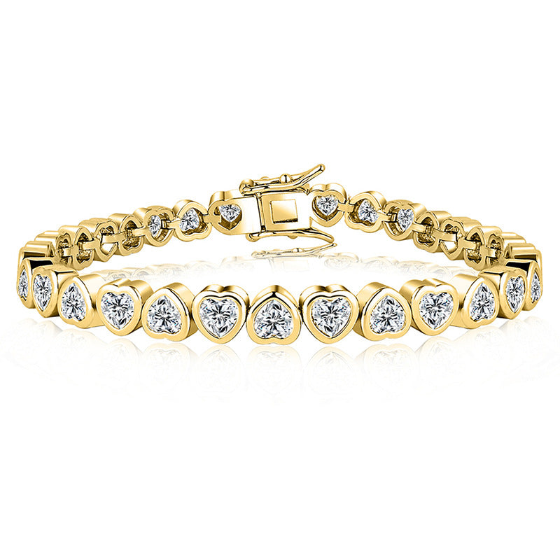 Gorgeous Rotating Heart Pattern Trimmed Love Bracelet 💝 Heart Shaped Zirconia & Electroplated Gold