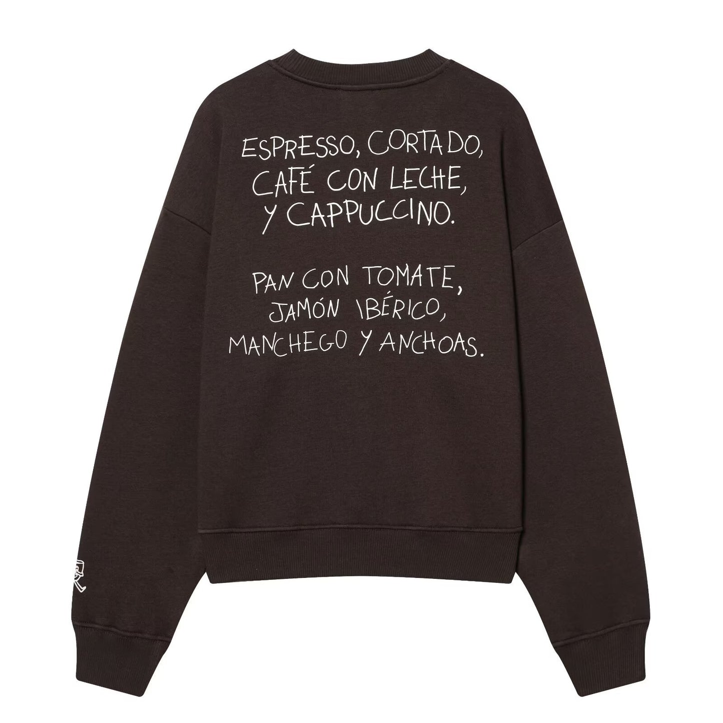 Women's Coffee Brown Printed Sweatshirt with Humorous Spanish Coffee Print - Cozy Seasonal Comfort ♨️☕️
