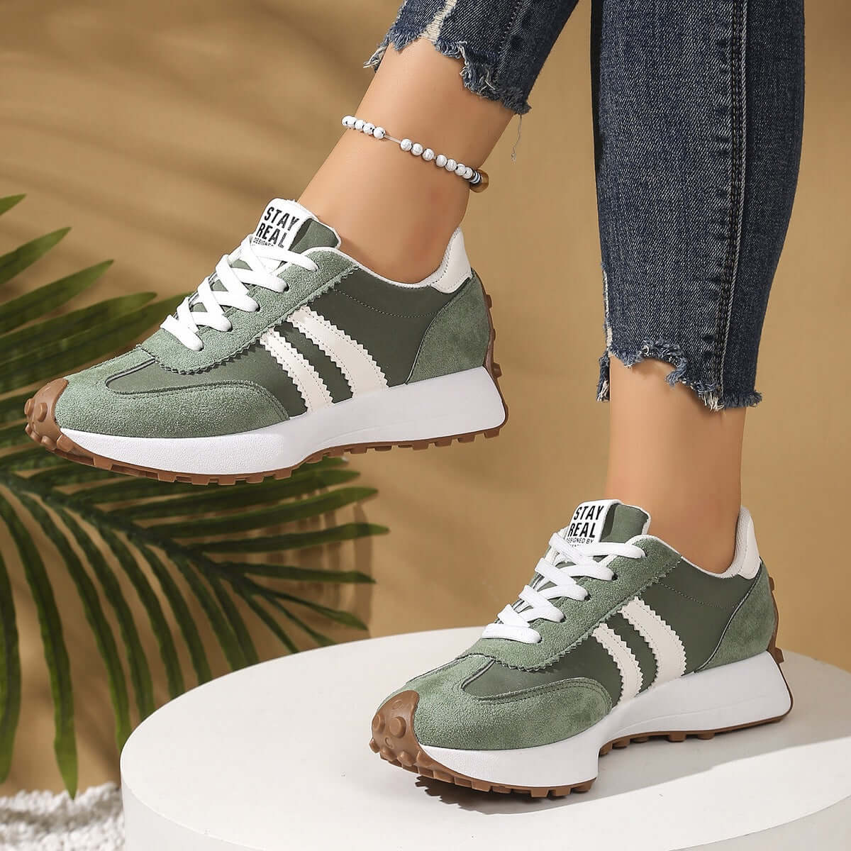 Women's Chunky Sole Athletic Sneakers - Height Increasing Sporty Fashion