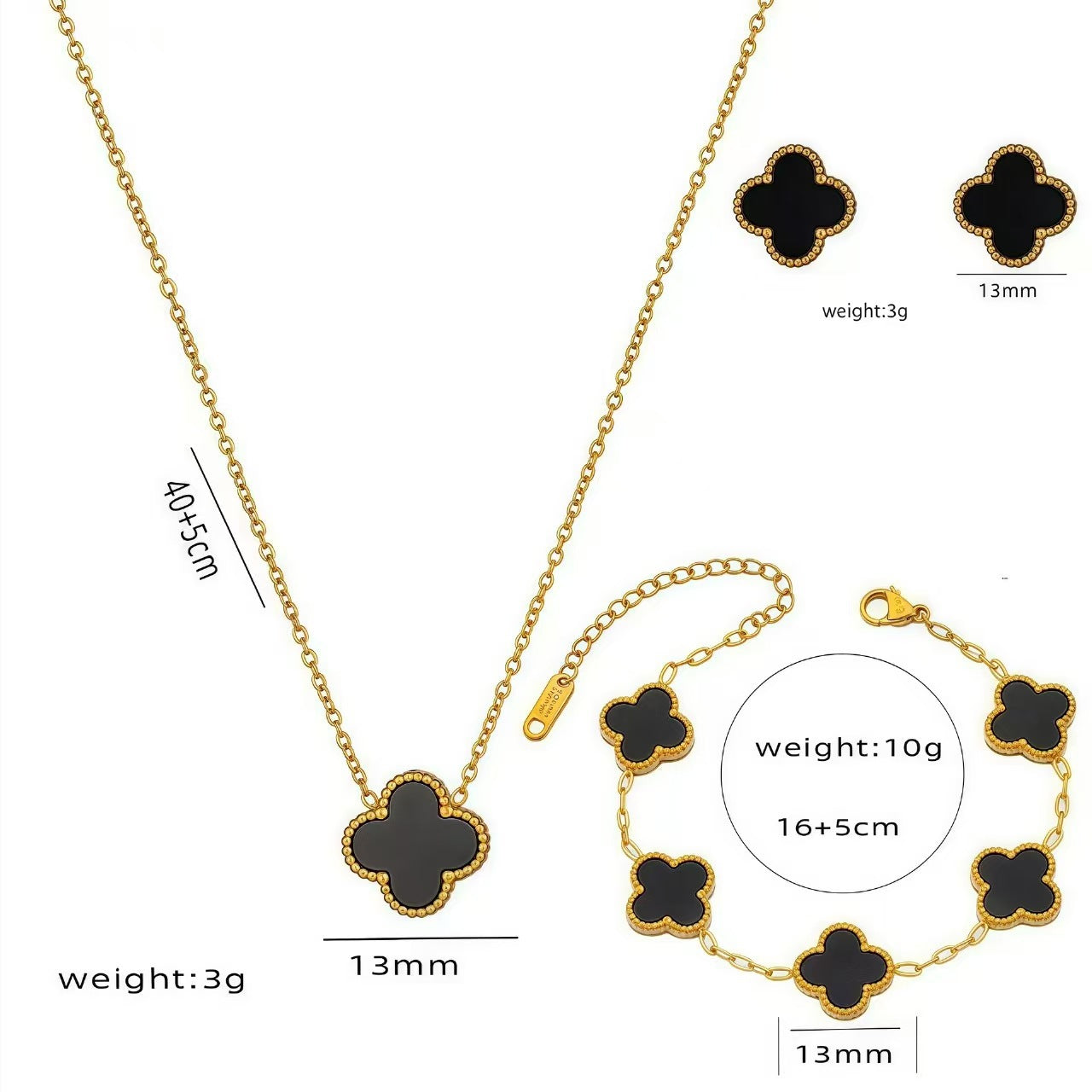 Gorgeous 4pc. Titanium Steel Jewelry SET - Great Value Floral Necklace + Bracelet + Earrings + Ring in Beautiful Colors