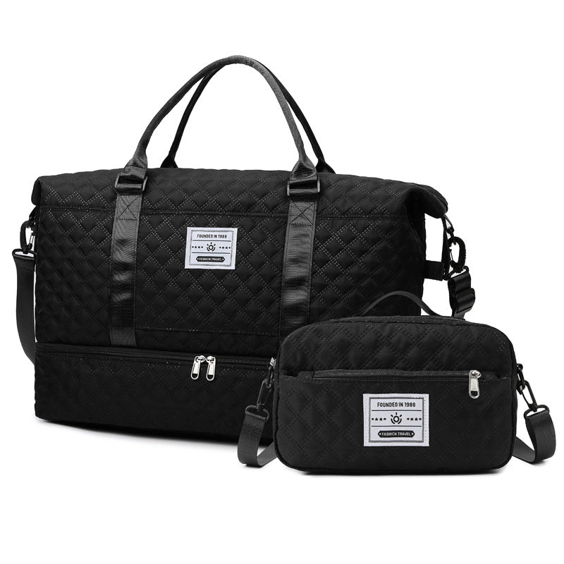 Large Capacity Sports and Yoga 2 Bag SET - Quilted Dry-Wet Separation Shoe Compartment Travel Bag