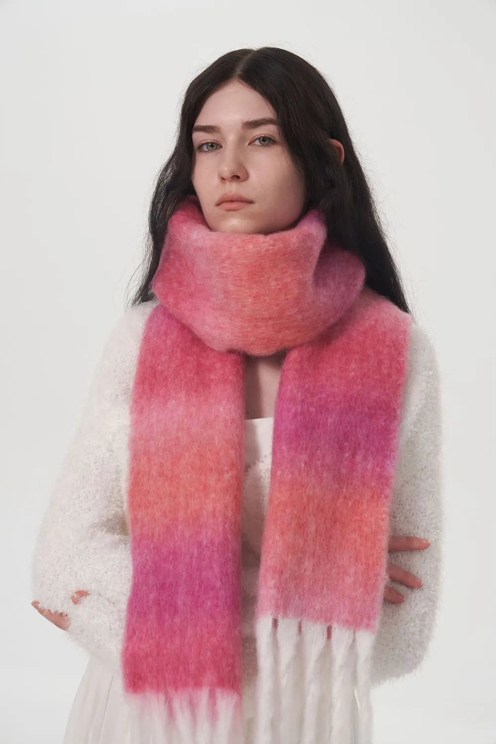 GIANT Thick Gradient Thermal Scarf with Fringes ♨️🧣 Warm Seasonal Comfort, Buy 2, Save More ! ✂️🔖