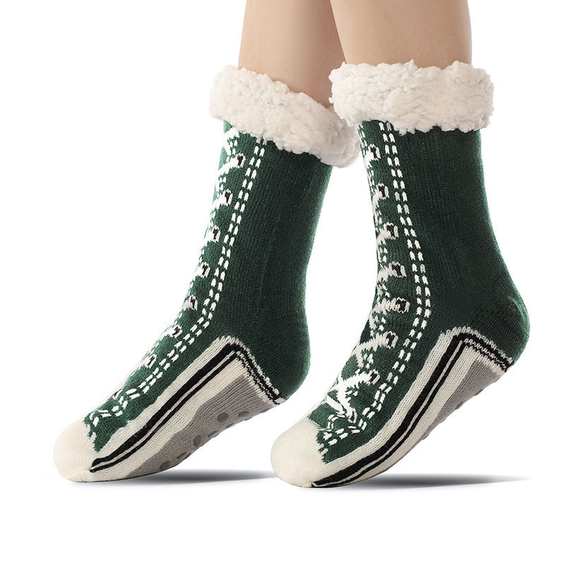 Women's Extra-Warm Plush Floor Socks - Sneakers Style Calf Length Ultra-thick with Warm Lamb's Fur ♨️🧦