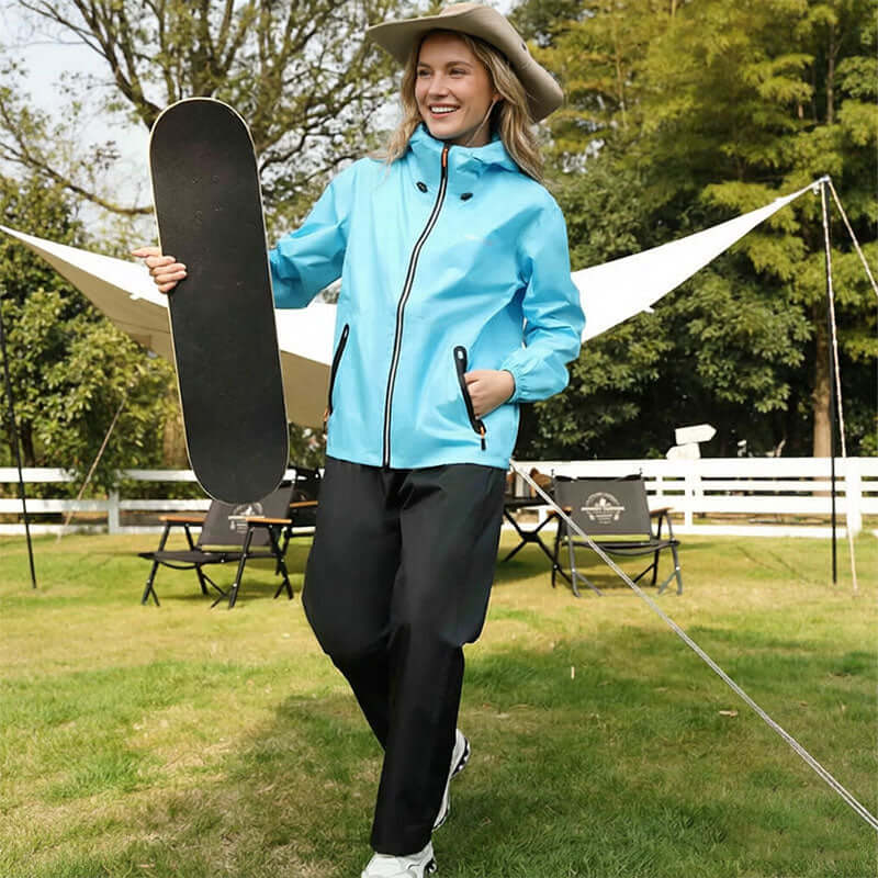 Smart Design Unisex Rain Suit - Excellent Stay-Dry Protection - Lightweight Waterproof Jacket & Pants SET
