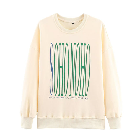 Women's Classy Trendy 'SOHO' New York Sweatshirt - Dazzling Ivory Polyester Pullover ♨️🗽