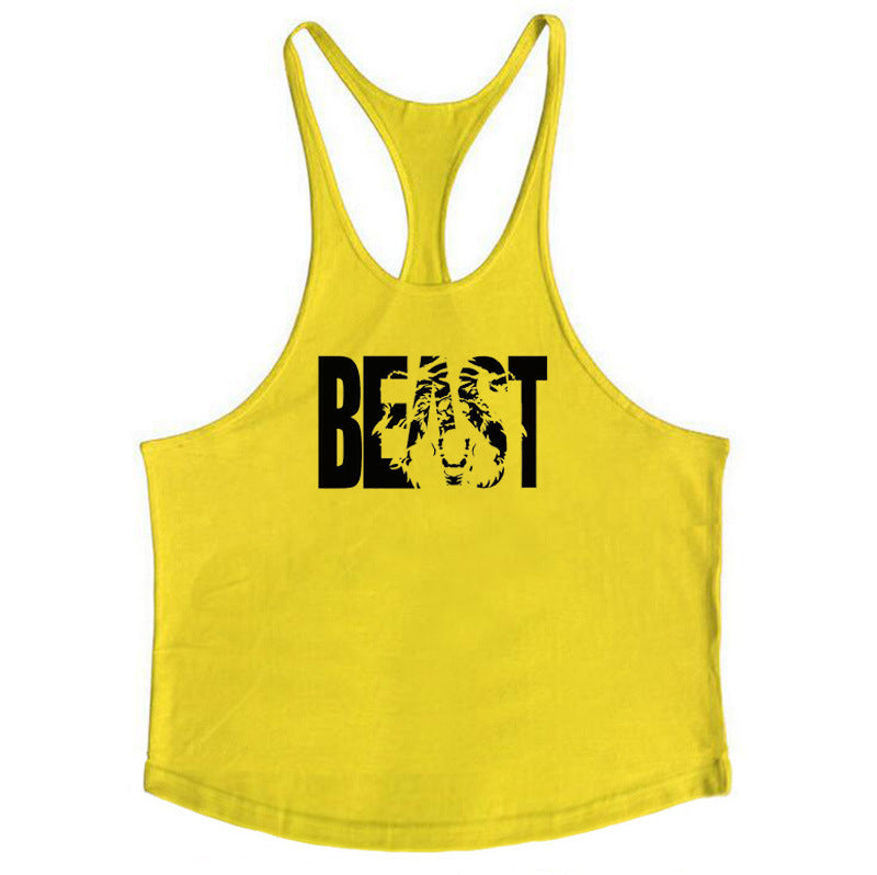 Men's Popular BEAST Tank Top - Fitness Sports Vest Slim Shoulder Strap Cotton Gym Tank Top 🏋️‍♀️💪