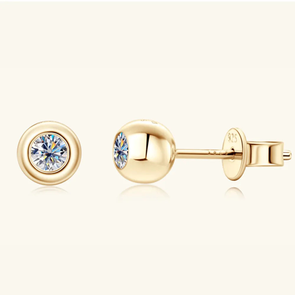 Elegant Moissanite 925 Gold and Sterling Silver Stud Earrings