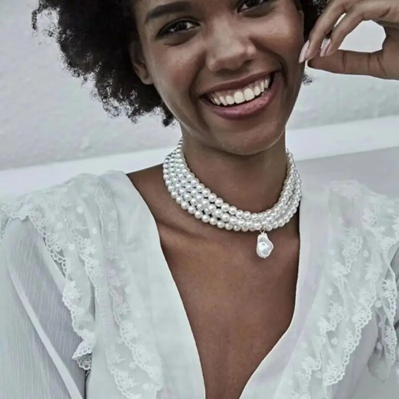Stunning Fashion Alloy & Pearl Necklace -  Exquisite Temperament Multi-Layer Pendant Clavicle Chain