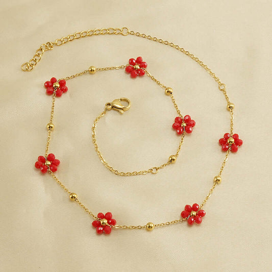 Gorgeous Floral Stainless Steel Necklaces & Bracelets 🌸 Buy Individually or Create a SET ! - 15 Beautiful Color Combination Options