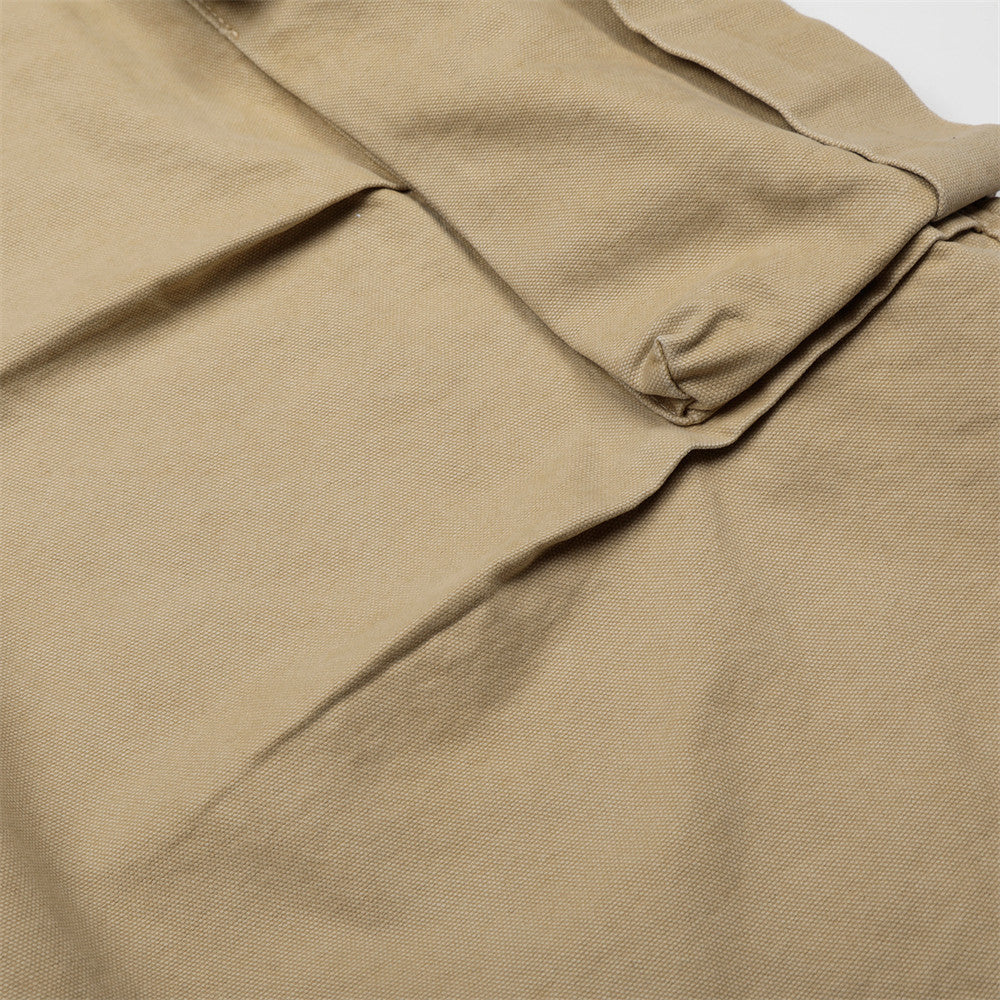 Mens Solid Loose Workwear Shorts - Durable Pure Cotton Multi Pockets Cargo Shorts 💪