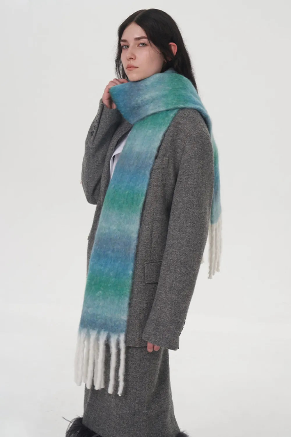 GIANT Thick Gradient Thermal Scarf with Fringes ♨️🧣 Warm Seasonal Comfort, Buy 2, Save More ! ✂️🔖