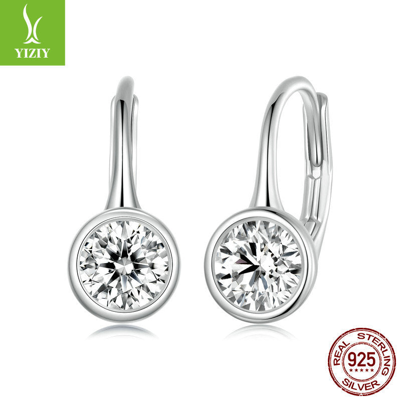 Gorgeous 925 STERLING SILVER Charm Earrings - Classic Ear Buckle Design Sparkling Moissanite