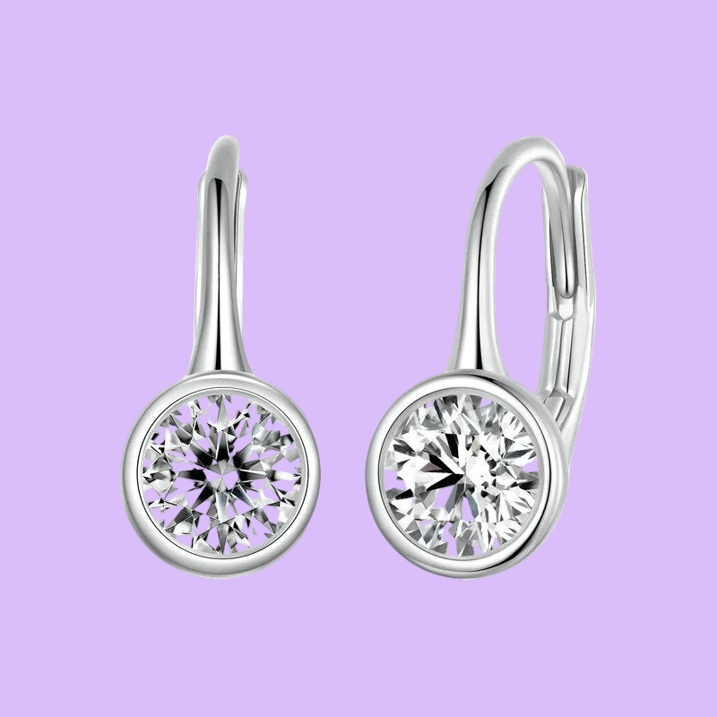 Gorgeous 925 STERLING SILVER Charm Earrings - Classic Ear Buckle Design Sparkling Moissanite
