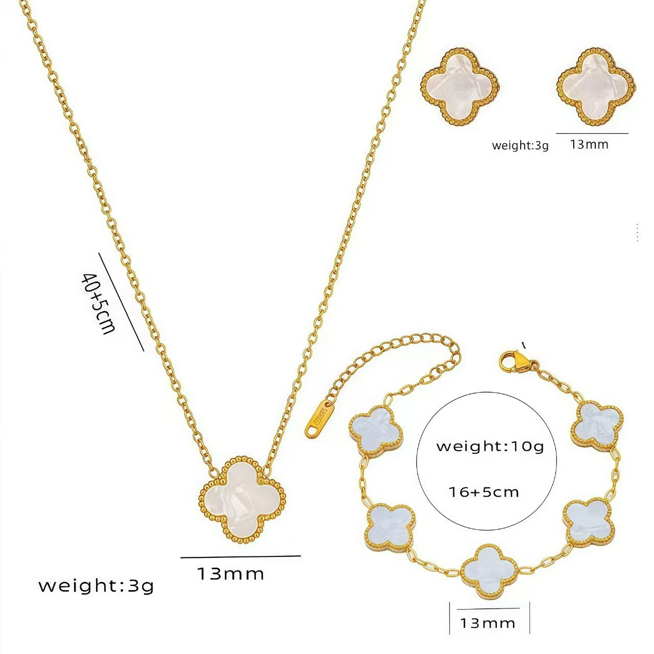 Gorgeous 4pc. Titanium Steel Jewelry SET - Great Value Floral Necklace + Bracelet + Earrings + Ring in Beautiful Colors