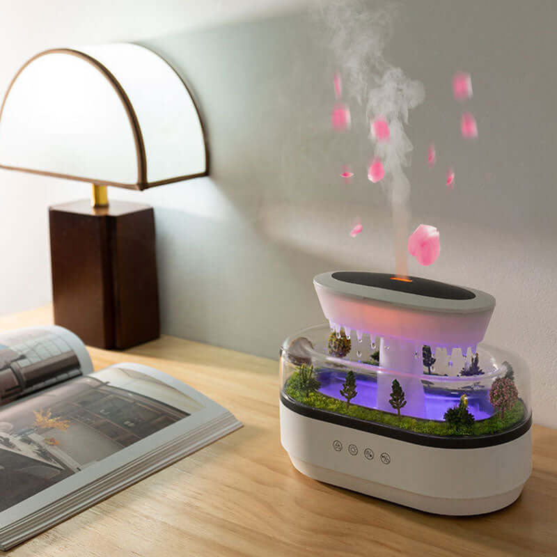 Beautiful Raindrop Style Aroma Humidifier with Gradient Lighting, White Noise, & Essential Oil Diffusion for Home