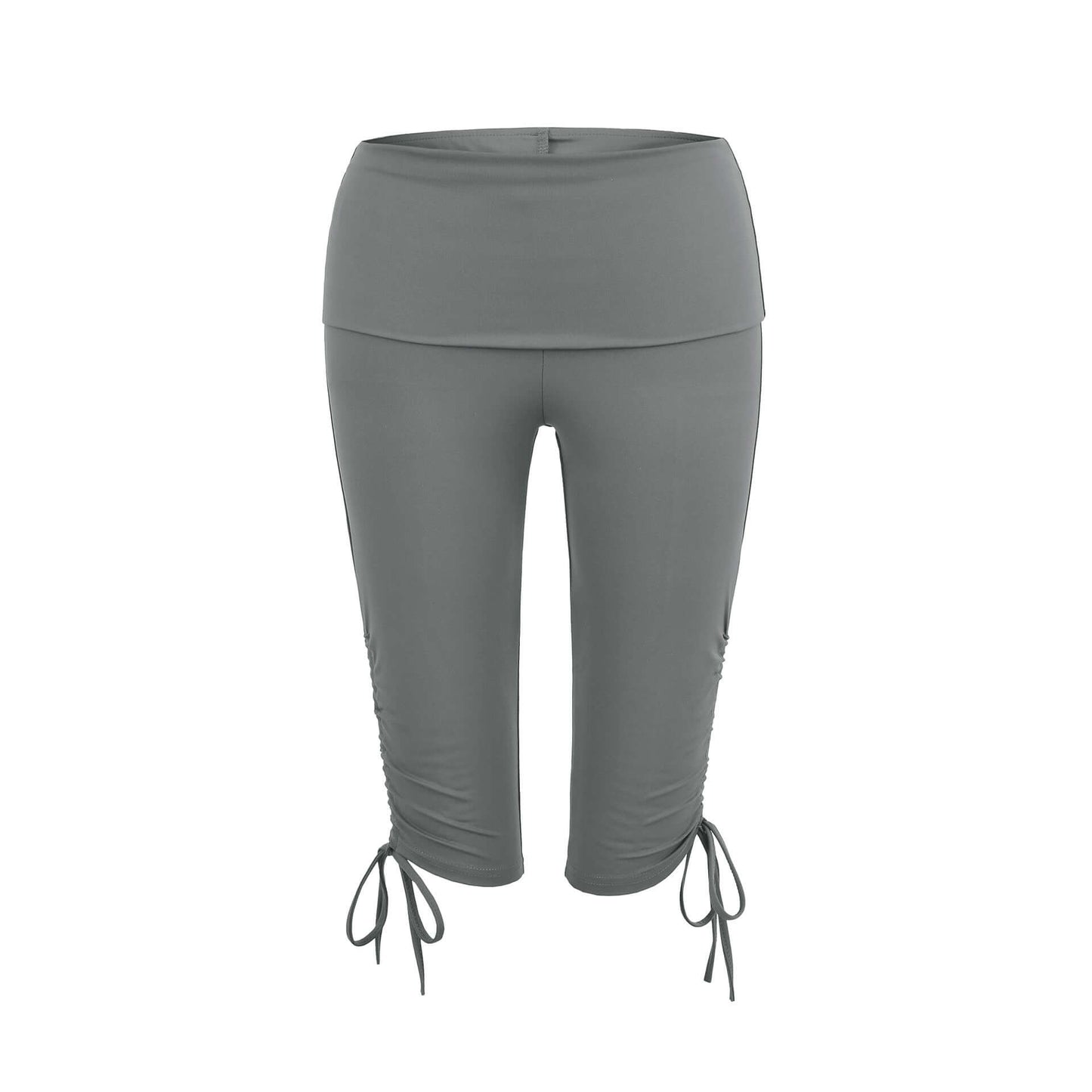 Trendy Elastic Slim-Fit Mid-Length Yoga Pants - Colorful Options with High-Waist and Side Drawstring