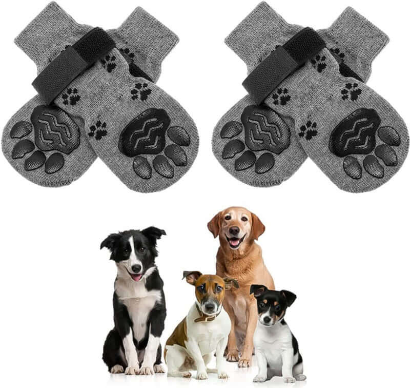 Fun Pet Socks 🧦 🐾 Warm Paw Covers for Dog - Outdoor Anti-Slip Grip and Waterproof 4 Pack
