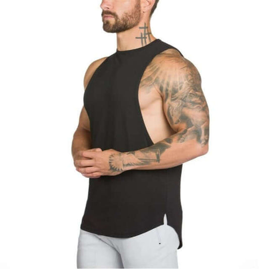 Men's Stringer Bodybuilding Sleeveless Shirt - Solid Cotton Muscle Vest Undershirt