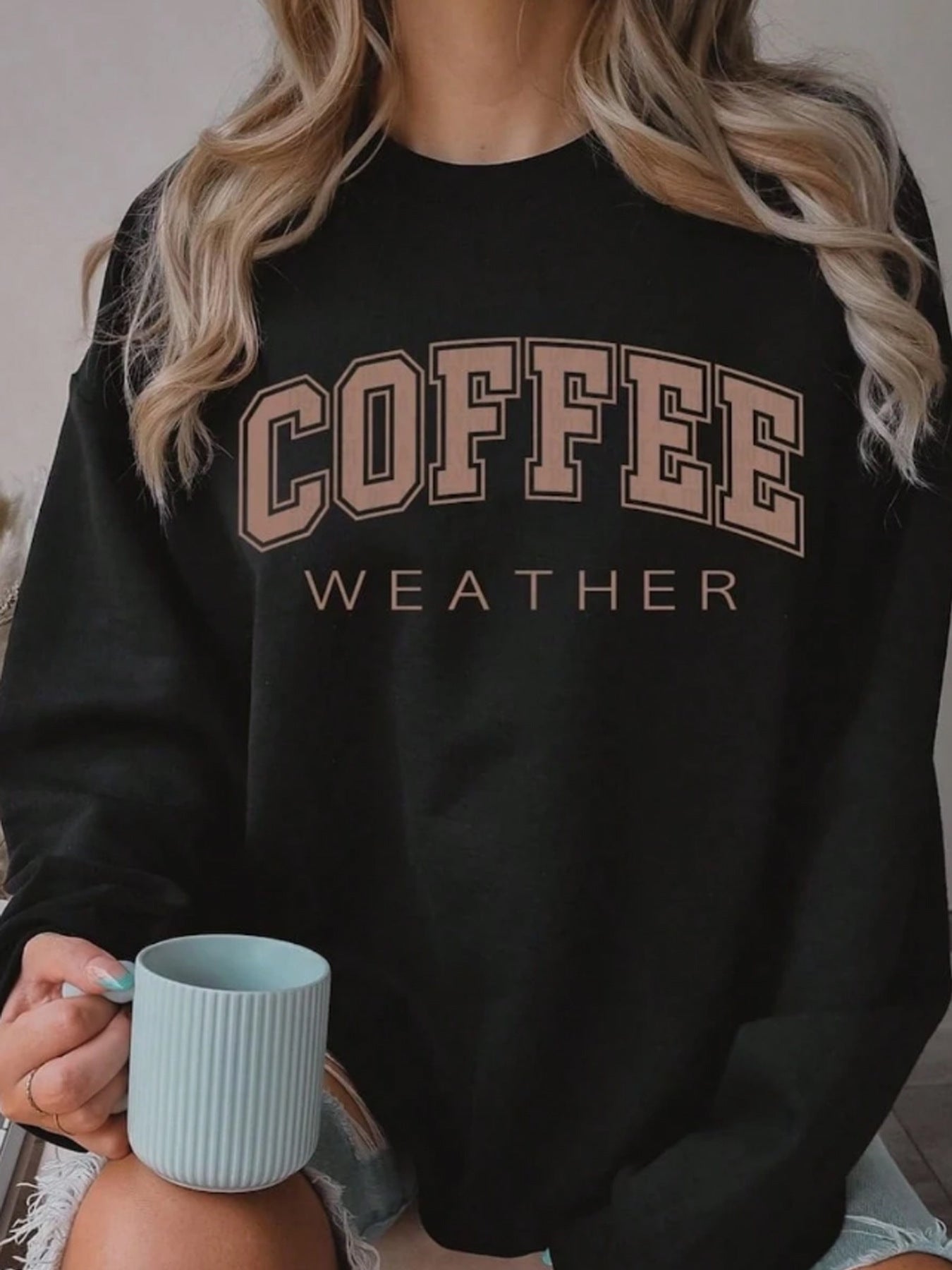 Women's Autumn Colors COFFEE Pattern Sweatshirt - Cozy Seasonal Comfort ! ☕️♨️