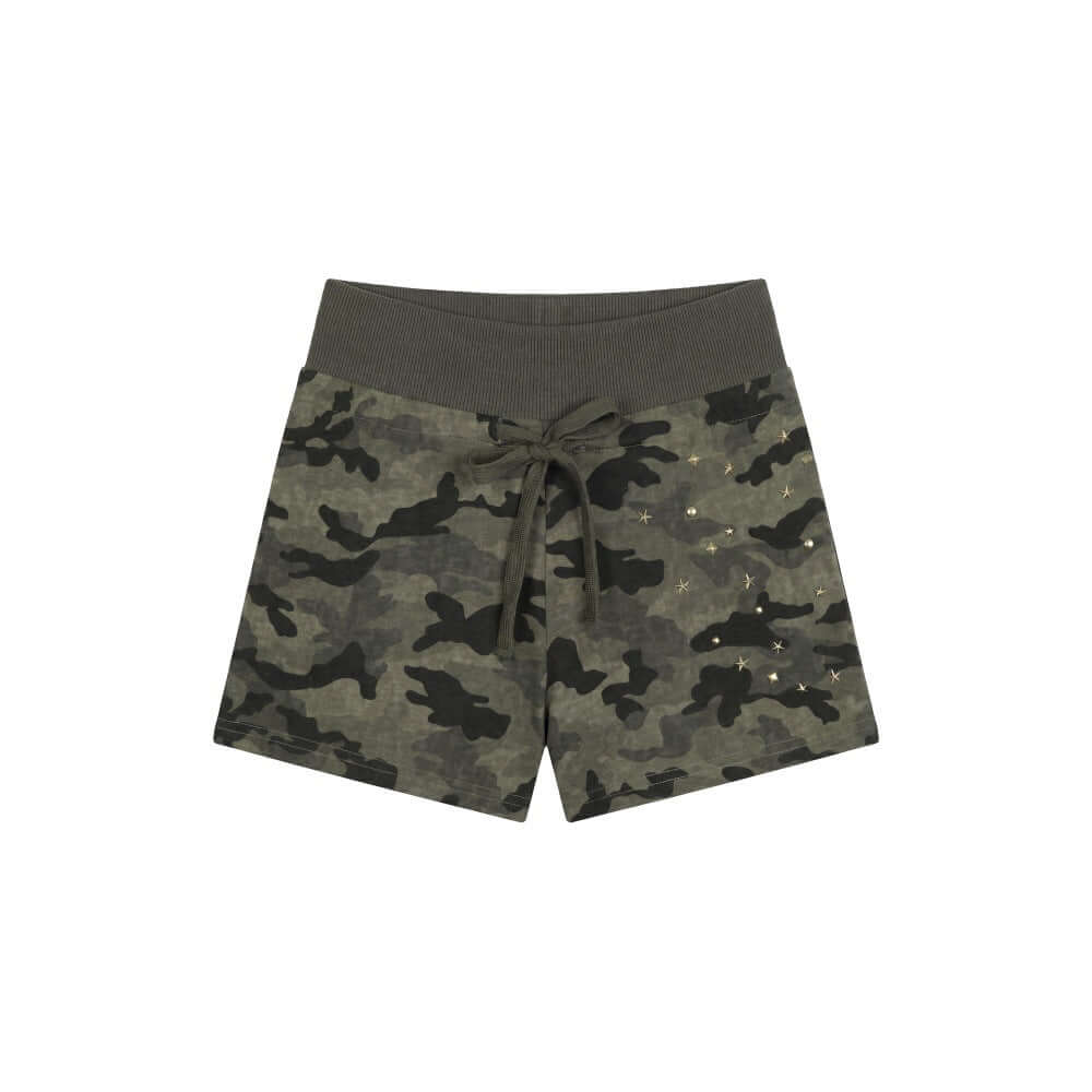 Popular Camouflage 2-Piece SET - Short Crop Shoulder T-Shirt & Summer Fitted Slimming Shorts
