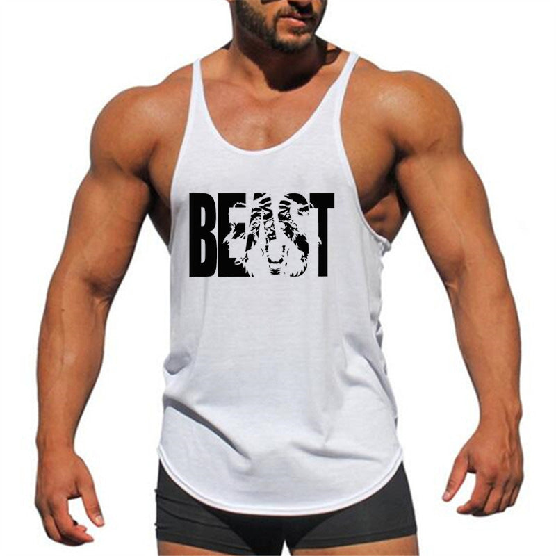 Men's Popular BEAST Tank Top - Fitness Sports Vest Slim Shoulder Strap Cotton Gym Tank Top 🏋️‍♀️💪