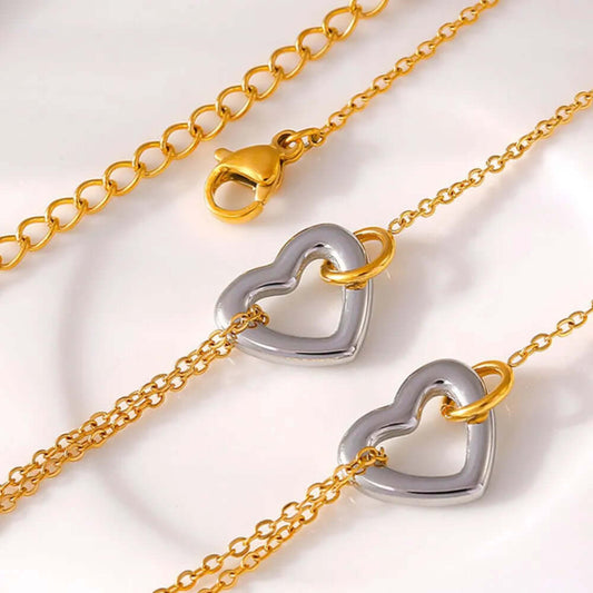 Fashion Trendy Jewelry 18K Gold-Plated Heart Bracelet