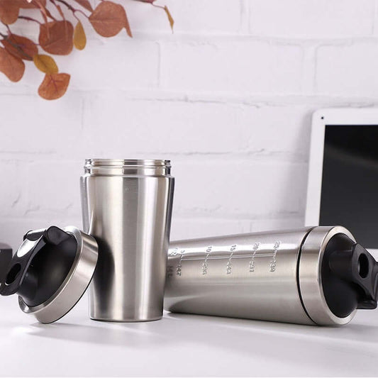 304 Stainless Steel Sports Protein Shake Mixer Cup - Single Layer with Pop-lid & Shake Ball 💪🏋♀️