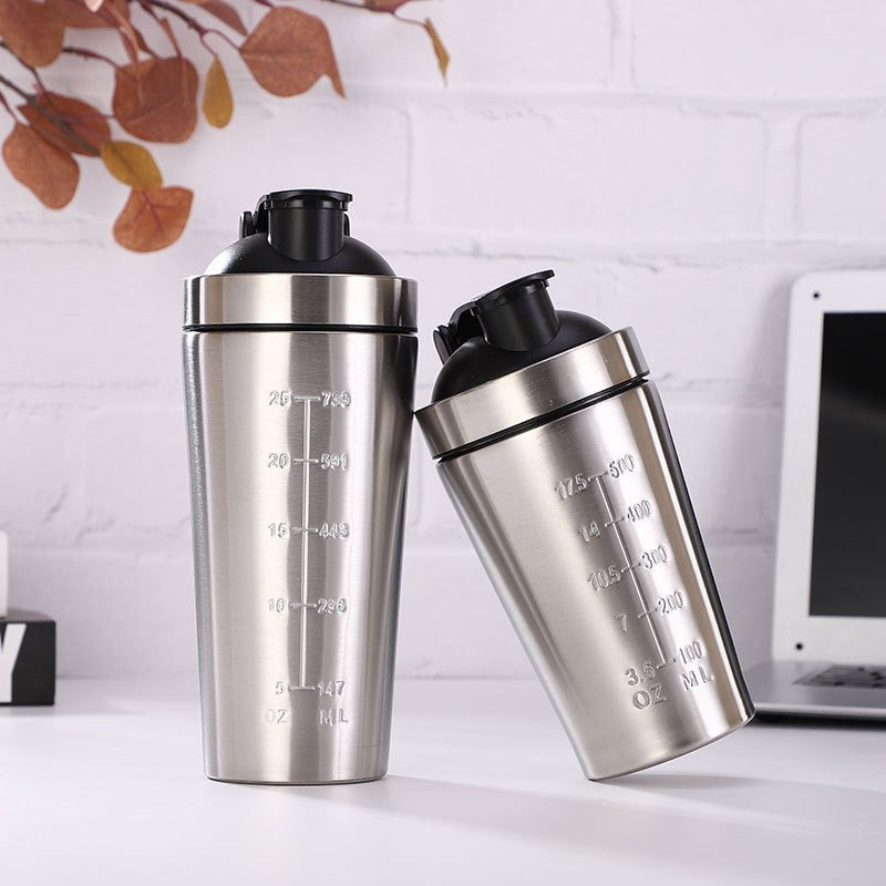 304 Stainless Steel Sports Protein Shake Mixer Cup - Single Layer with Pop-lid & Shake Ball 💪🏋‍♀️