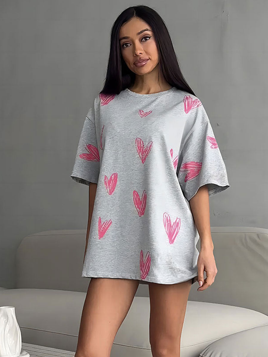 Cute Love Printed T-shirt & Nightie 😍 Hand-painted T-shirt Displays Love and Warmth ! 💝