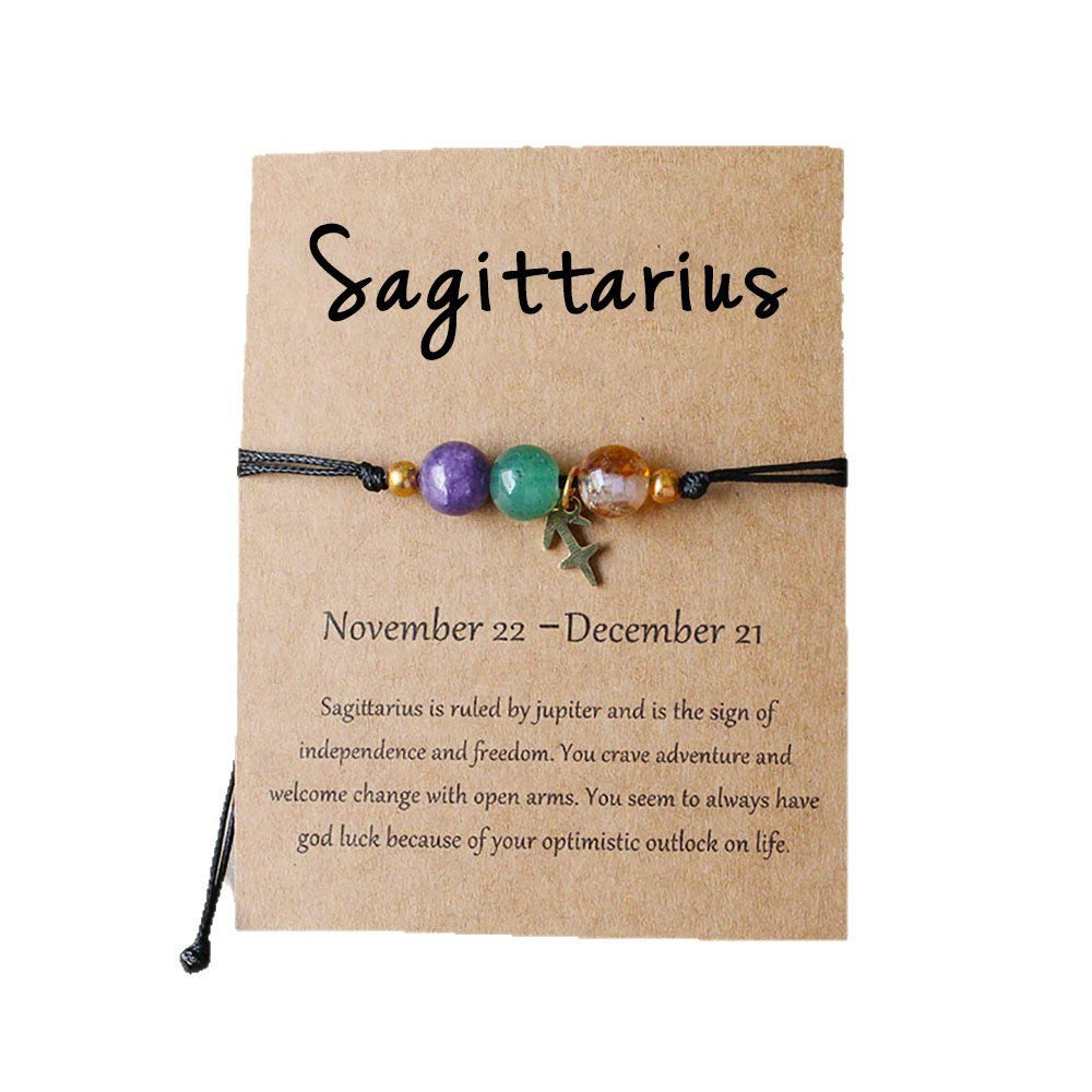 Super Cool Zodiac Beaded Bracelet - Natural Stone Beaded Tiger's Eye with Zodiac Picture Card 😎
