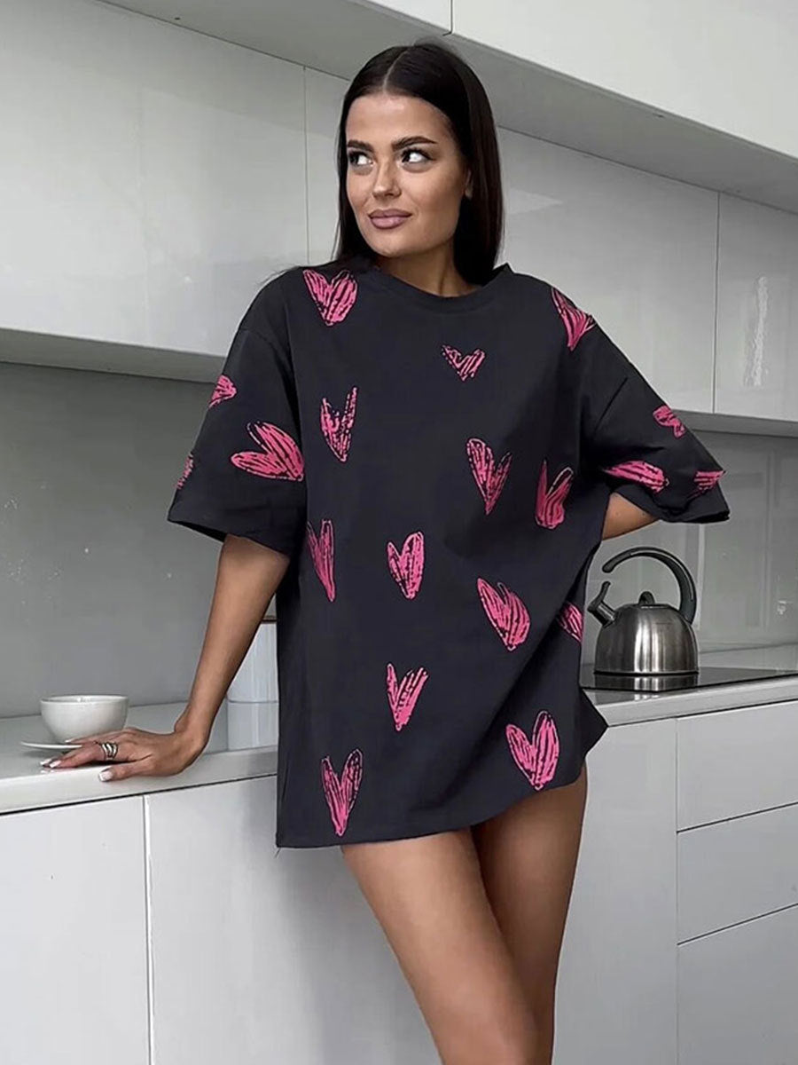 Cute Love Printed T-shirt & Nightie 😍 Hand-painted T-shirt Displays Love and Warmth ! 💝