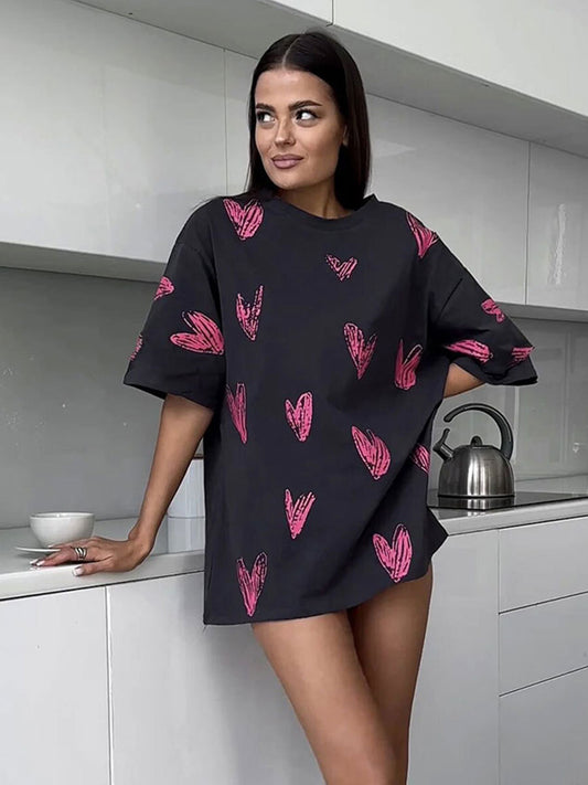 Cute Love Printed T-shirt & Nightie 😍 Hand-painted T-shirt Displays Love and Warmth ! 💝