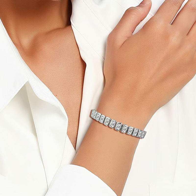 Chic Square Full Zircon Iced Out Tennis Bracelet
