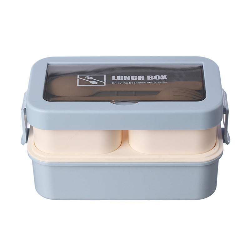 Hip Design Microwaveable Lunch Box - Double-tiered with Utensil Storage