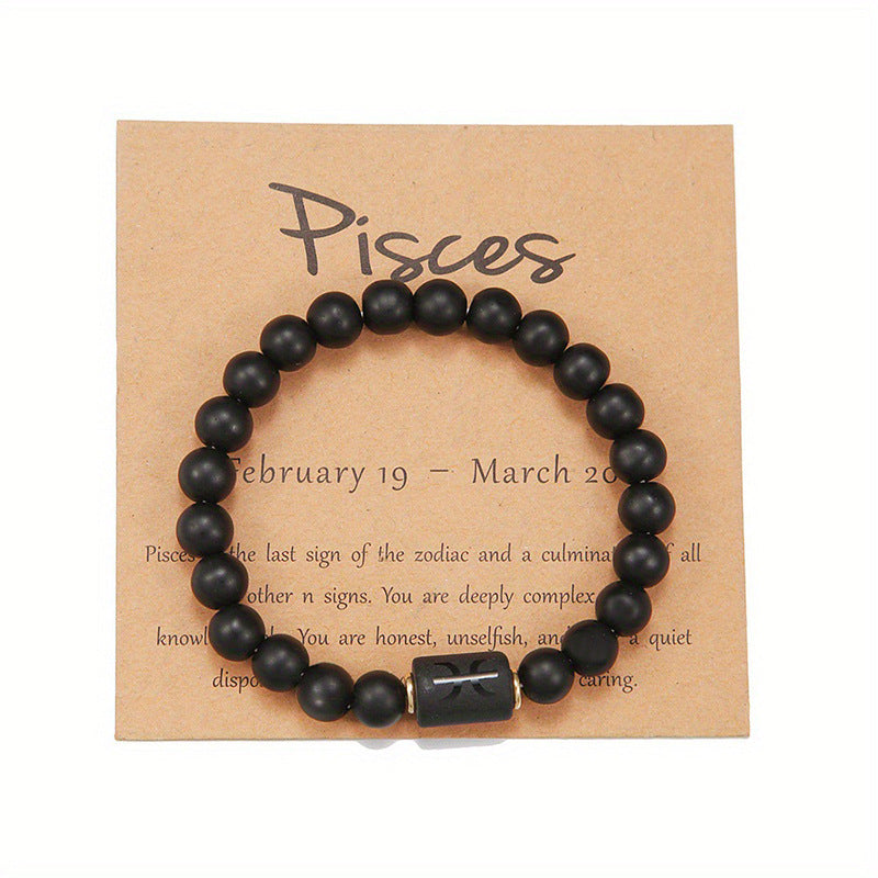 Super Cool Zodiac Beaded Bracelet - Natural Stone Beaded Tiger's Eye with Zodiac Picture Card 😎
