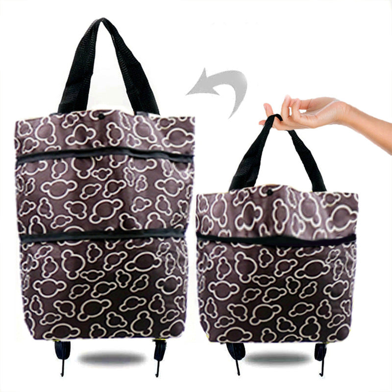 Portable Foldable Shopping Cart with Wheels - Clever Backpack Style Travel Trolley for Groceries & Storage