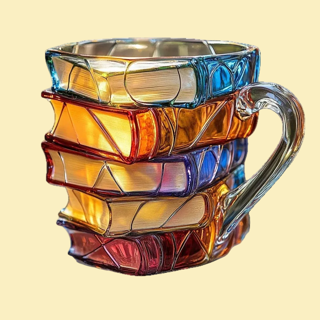 Hip Look Unique Stacked Books Coffee Cup - Clever Design Giftable For Coffee Lovers ! ☕️ 💝