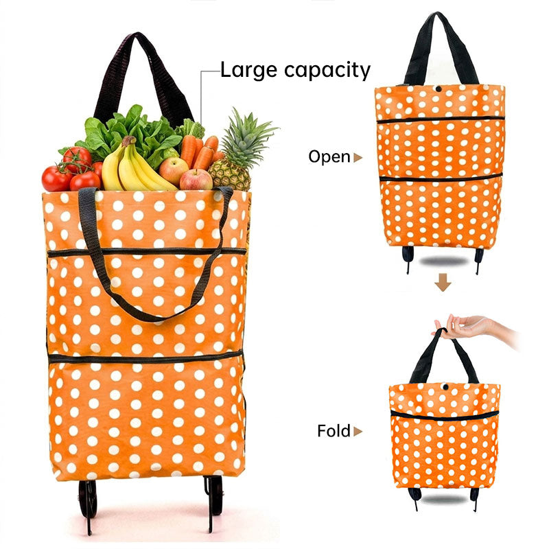 Portable Foldable Shopping Cart with Wheels - Clever Backpack Style Travel Trolley for Groceries & Storage