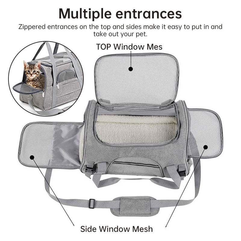 Smart Expandable Breathable Mesh Pet Carrier Travel Bag